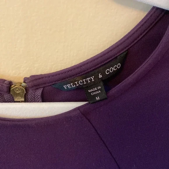 Purple form fitting midi cocktail dress - size M - Picture 4 of 6